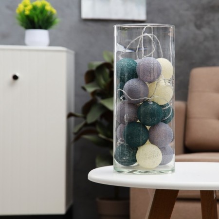 Garland “thread” 5 m with nozzles “Gray-green balls”, ip20, transparent thread, 20 LED, white glow, 220 V-8