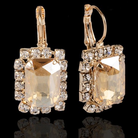 Earrings with rhinestones "rectangle" party, color mix-6