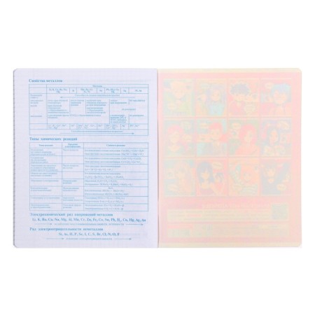 An objective note 48 sheets in the cage "Anime. Chemia", cover shaking cardboard, UV-lak, OFSET Block-5