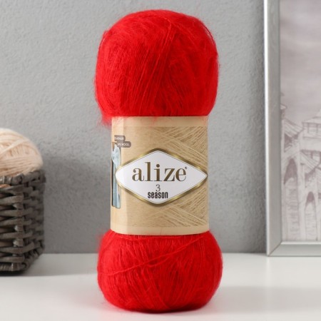 Yarn "3 Season" 51% acrylic, 25% moher, 24% wool 500m/100g (56 red)