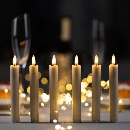 LED candle wax "classics", 2x16.5 cm, AAAX2 (not in the set), set 6 pcs, t/white 105118