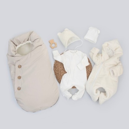 Set for discharge Winter Kinderlitto Velvet, 5 objects, height 56-62 cm, ivory color