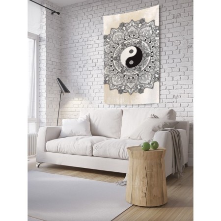 Decorative panel with photo printing "Yin yang and ornaments", vertical, size 100x150 cm