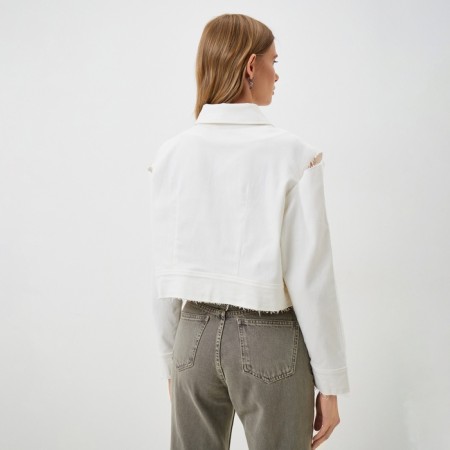 Women's shirt shortened with cuts Mist: Denim R.48, White-3