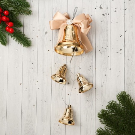 Decoration New Year's "Cozy Fairy Tale" Bells Bant, 8x28 cm, gold