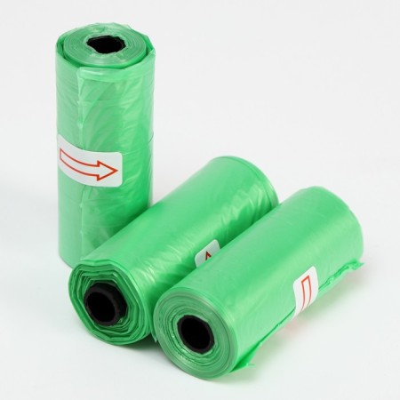 Packets for cleaning dogs monophonic (3 rolls of 15 bags 29x21 cm), green