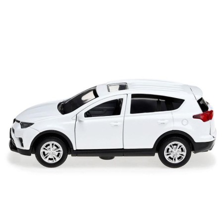 Metal machine Toyota RAV4, 12 cm, opening doors, inertial, white color-1