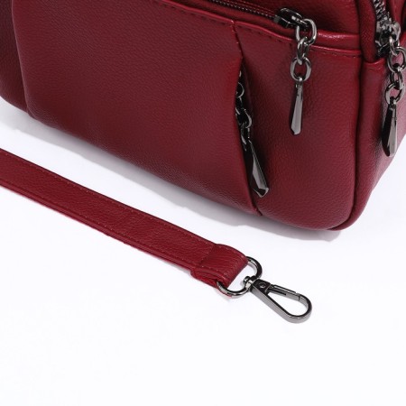 Cross-Bodi bag with zipper, burgundy color-5