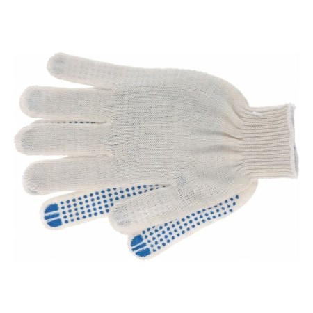 Workers, x/b gloves, knitting class 10, with PVC dots, white