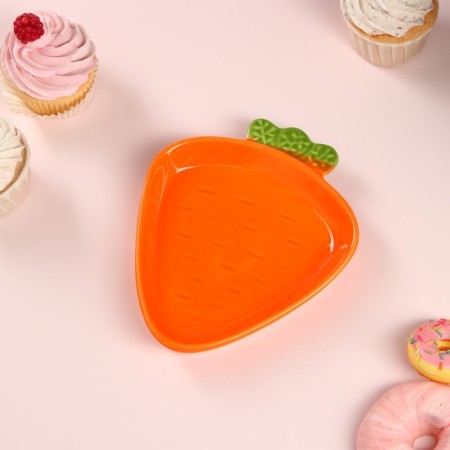 Plate "carrots", ceramics, orange, 18 cm, Iran-1