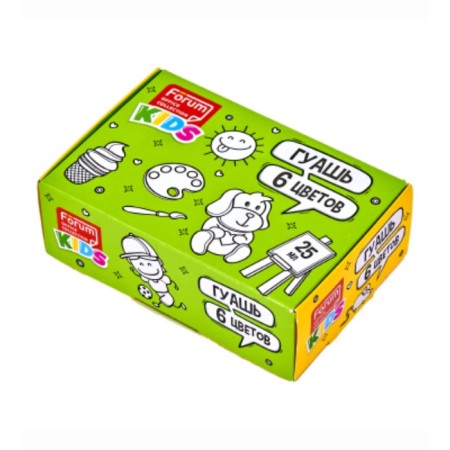 Gouache 6 colors of 25 ml, collection kids, cardboard box-3