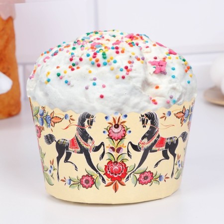 Paper form for cake "Gorodets" 110 x 85 mm, (packing 1900 pcs)
