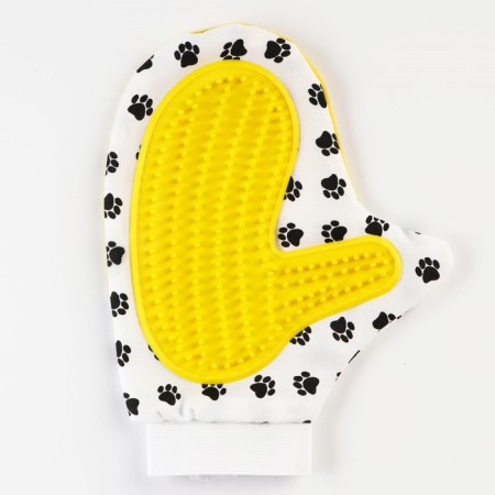 Mittens-Brush for wool 25 x 13 cm, yellow-1