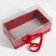 Gift box with a bow, handles and a transparent lid 35 x 21 x 15 cm red