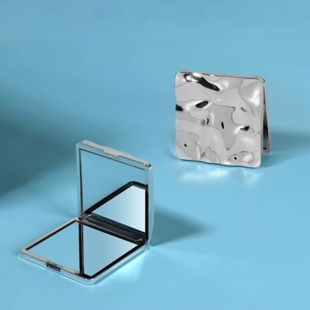 Folding mirror "waves", 7 × 7 cm, silver color-1