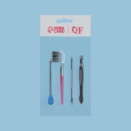 Cosmetological set, 4 objects, silver color-5