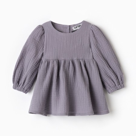 Платье детское с дл. рукавом KAFTAN "Муслин", р 26 (80-86см), серый-3