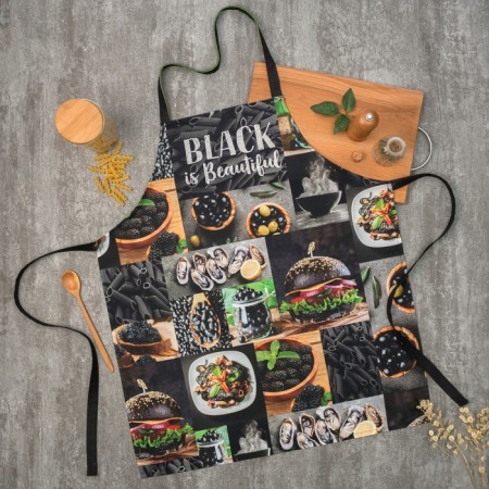 Apron "Ethel: Black" 70x60 cm, 100% cotton, sarzha 190 g/m²