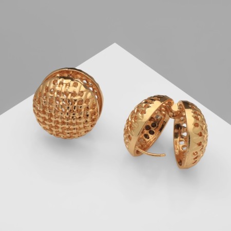 Earrings Metal "Accord" Weaving, Sphere, Color Gold-3