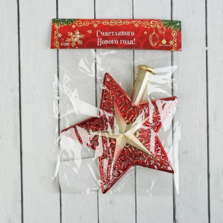 Top "Double patterned star" 16x14 cm, golden red-2