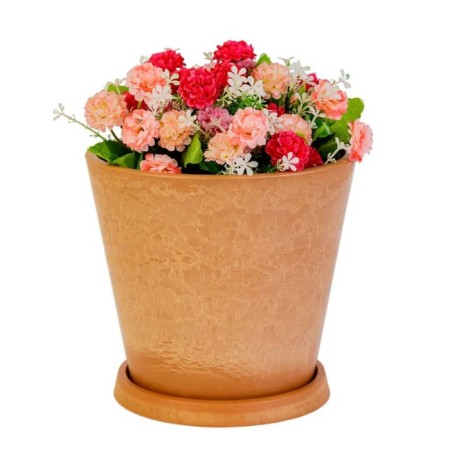 Pot for flowers and plants with a pallet, 3l new terracotta 18x18x20cm-2