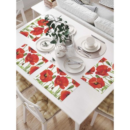 Set of napkins for setting the table "Fragrant poppies", rectangular, size 32x46 cm, 4 pcs