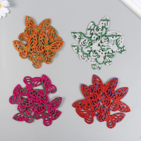 Decor "Butterflies" mix 5.5x4.5 cm set 6 pcs foam glitter-1