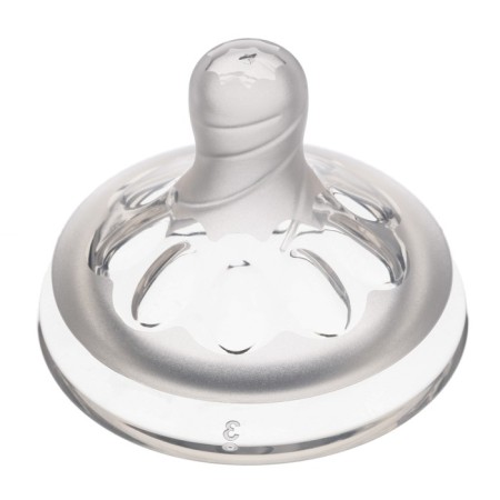 Nipple for a bottle, +6 months (x), Natural, wide throat 50mm., Physiological No. 4-6