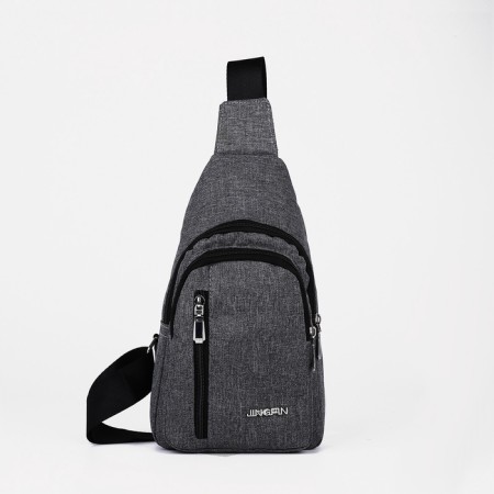 Male sling bag from textiles, gray color-10
