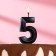 Candle in the Cake "Fine", number 5, black metallic, 6.5 cm