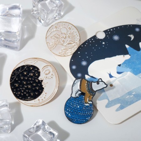 Set of icons (3 pcs.) "North Pole", colored in gold-1