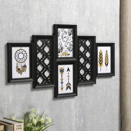 Photo frame plastic in 4 photos 10x15 cm "pattern" black 35x62x2 cm-1