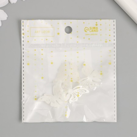 Decor for the work of acrylic "Butterfly white mother of pearl. Openwork" 0.9x3.2x2.3 cm-3