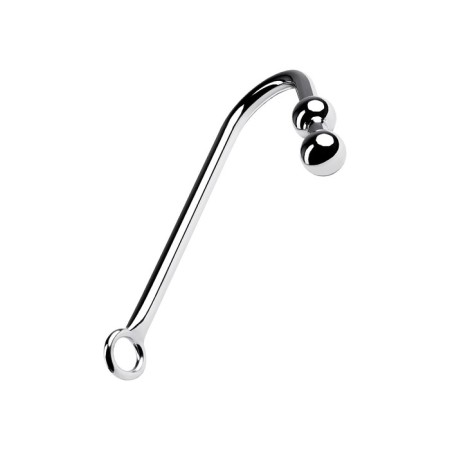 Anal hook with two Toyfa Metal balls, silver color, 41 cm-1