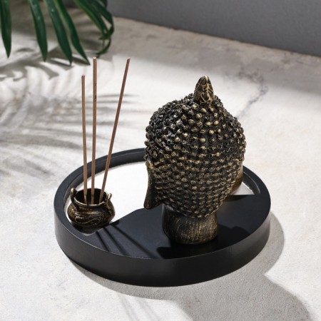 Garden of Stones with a stand for incense "Silence", 17.5x17.5x17.5cm, concrete-1