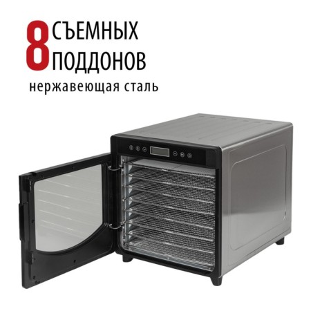Pioneer FD108, 700 W, 10 tiers, silver vegetables and fruits.-4