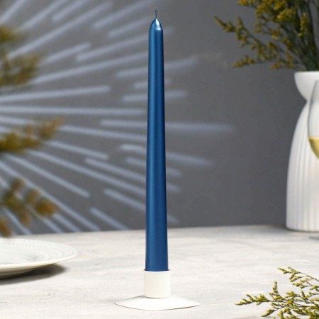 Antique candle, 2.3x 25 cm, varnished, blue metallic