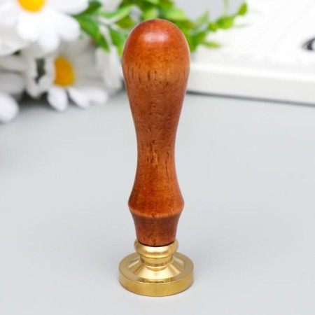 Printing for wax with a wooden handle "Crown with the letter S" 9x2.5x2.5 cm-2