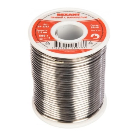 Solder with rosin Rexant, 500 g, d = 2 mm, tin 60% lead 40%