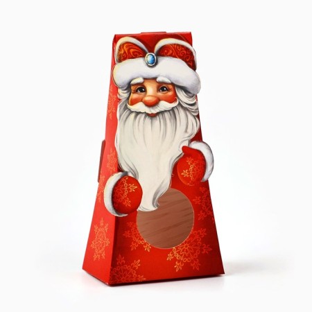 Folding box with the window "Grandfather Frost", 6 x 12 x 3.5 cm, New Year-1
