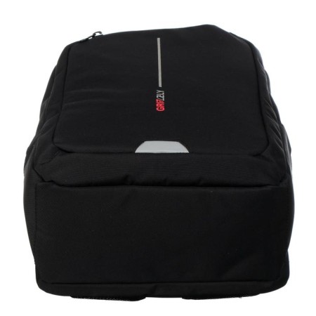 Youth backpack, 41.5 x 29 x 18 cm, Grizzly 134, ergonomic back, laptop compartment, black/red RU-134-1-5