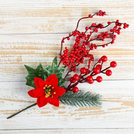 Decor "Winter Magic" Flower needles of berry, 26 cm-1