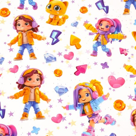Package paper, glossy "girl and cat" 70 x 100 cm-2