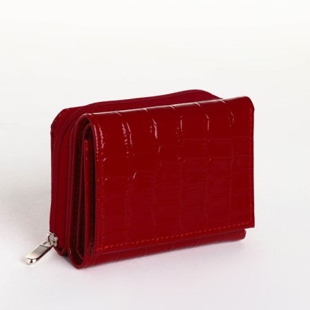 Women's wallet on the button, red color