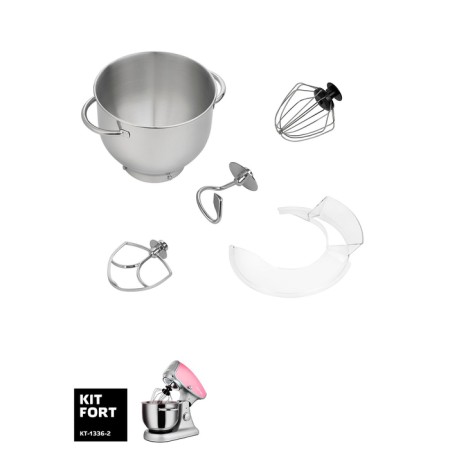 Mixer KitFort KT-1336-2, planetary, 1000 watts, 5 l, 3 nozzles, pink-1