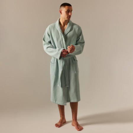 Wafel dressing gown male SL Home: Basic "Azzura", size L, 100% cotton, 300 g/m2