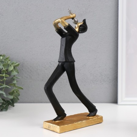 Souvenir Polystone "soloist" black with gold 14x8x27 cm-2