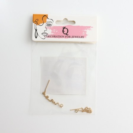 Fundamentals for Puset 60 × 0.8 mm, broach with a chain, color gold (pair)-3