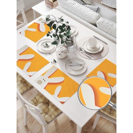 A set of napkins for setting the table "Easter hares of Naiv", rectangular, size 32x46 cm, 4 pcs-1