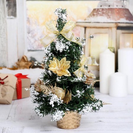 Christmas tree decor "Snow" 30 cm, gold-1
